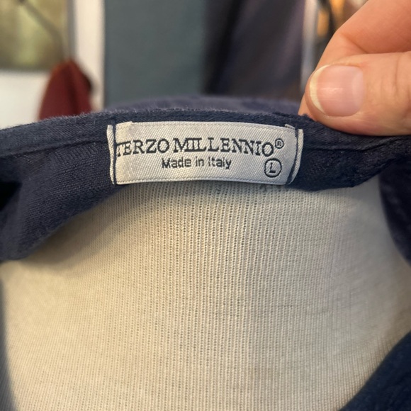 Made in Italy Linen Women's Short-Sleeve Navy Dress L Beach Resort Wear - Picture 2 of 6